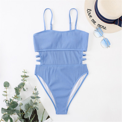 S - XL 11 boja Rebrasti izrezani jednodijelni kupaći kostim Ženski kupaći kostim Ženski visoki nogavica Podstavljeni kupaći kostim Swim Lady V3404