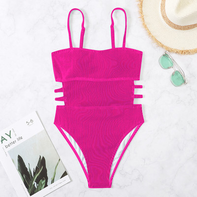 S - XL 11 boja Rebrasti izrezani jednodijelni kupaći kostim Ženski kupaći kostim Ženski visoki nogavica Podstavljeni kupaći kostim Swim Lady V3404