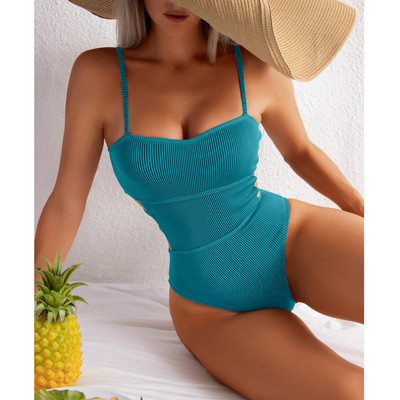 S - XL 11 boja Rebrasti izrezani jednodijelni kupaći kostim Ženski kupaći kostim Ženski visoki nogavica Podstavljeni kupaći kostim Swim Lady V3404