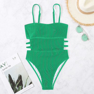 S - XL 11 boja Rebrasti izrezani jednodijelni kupaći kostim Ženski kupaći kostim Ženski visoki nogavica Podstavljeni kupaći kostim Swim Lady V3404