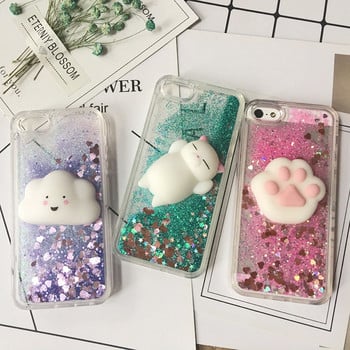 3D Squishy Cat Case за iPhone 5S SE 7 7 Plus Case Liquid Quicksand Glitter Silicone Case за iPhone 8 8 Plus X 6 6s Cover Coque