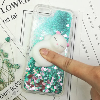 3D Squishy Cat Case за iPhone 5S SE 7 7 Plus Case Liquid Quicksand Glitter Silicone Case за iPhone 8 8 Plus X 6 6s Cover Coque