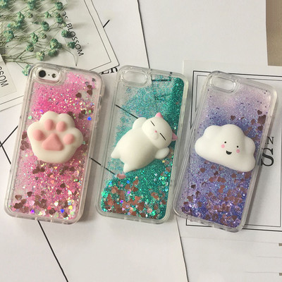 3D Squishy Cat Case за iPhone 5S SE 7 7 Plus Case Liquid Quicksand Glitter Silicone Case за iPhone 8 8 Plus X 6 6s Cover Coque