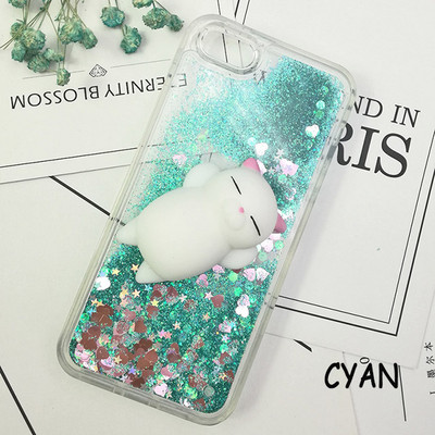 3D Squishy Cat Case за iPhone 5S SE 7 7 Plus Case Liquid Quicksand Glitter Silicone Case за iPhone 8 8 Plus X 6 6s Cover Coque