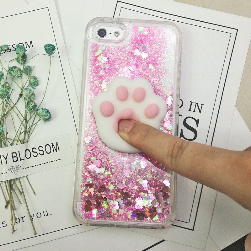 Θήκη 3D Squishy Cat για iPhone 5S SE 7 7 Plus Θήκη Liquid Quicksand Glitter Θήκη σιλικόνης για iPhone 8 8 Plus X 6 6s Κάλυμμα Coque