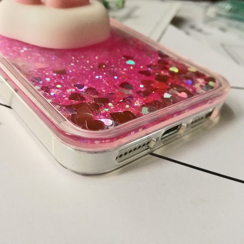Θήκη 3D Squishy Cat για iPhone 5S SE 7 7 Plus Θήκη Liquid Quicksand Glitter Θήκη σιλικόνης για iPhone 8 8 Plus X 6 6s Κάλυμμα Coque