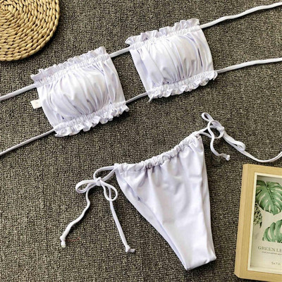 Sexy Butterfly Print Bandeau Polka Dot Bikini peldkostīms Sieviešu peldkostīmi Sieviešu Divdaļīgs bikini komplekts peldkostīms V1242B