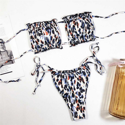Sexy Butterfly Print Bandeau Polka Dot Bikini peldkostīms Sieviešu peldkostīmi Sieviešu Divdaļīgs bikini komplekts peldkostīms V1242B