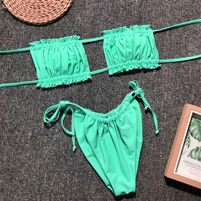 Sexy Butterfly Print Bandeau Polka Dot Bikini peldkostīms Sieviešu peldkostīmi Sieviešu Divdaļīgs bikini komplekts peldkostīms V1242B