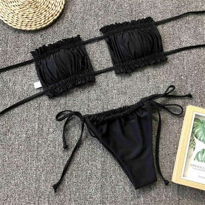 Sexy Butterfly Print Bandeau Polka Dot Bikini peldkostīms Sieviešu peldkostīmi Sieviešu Divdaļīgs bikini komplekts peldkostīms V1242B