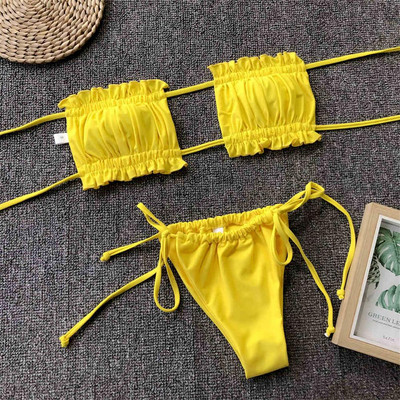 Sexy Butterfly Print Bandeau Polka Dot Bikini peldkostīms Sieviešu peldkostīmi Sieviešu Divdaļīgs bikini komplekts peldkostīms V1242B