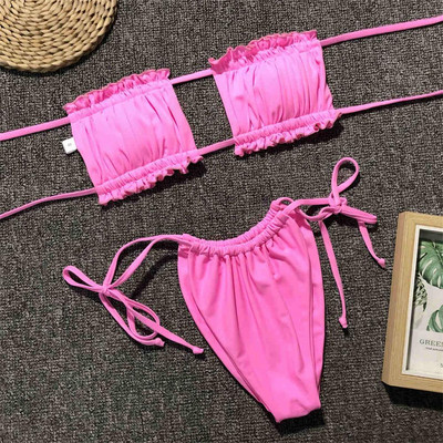 Sexy Butterfly Print Bandeau Polka Dot Bikini peldkostīms Sieviešu peldkostīmi Sieviešu Divdaļīgs bikini komplekts peldkostīms V1242B