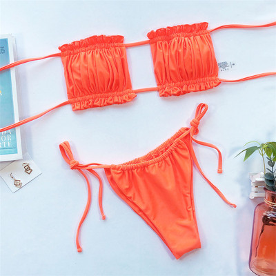 Sexy Butterfly Print Bandeau Polka Dot Bikini peldkostīms Sieviešu peldkostīmi Sieviešu Divdaļīgs bikini komplekts peldkostīms V1242B