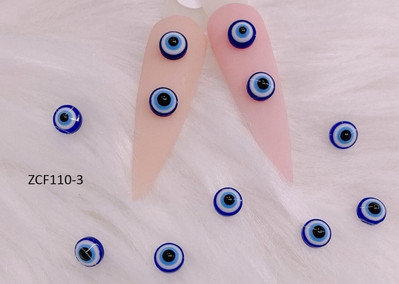 50db/táska Blue Eyes 3D Resin Nail Charms DIY Nail Art Dekorációs Gyöngyök ékszerekhez Köröm Strasszkő Manikűr Kiegészítők 6-8mm