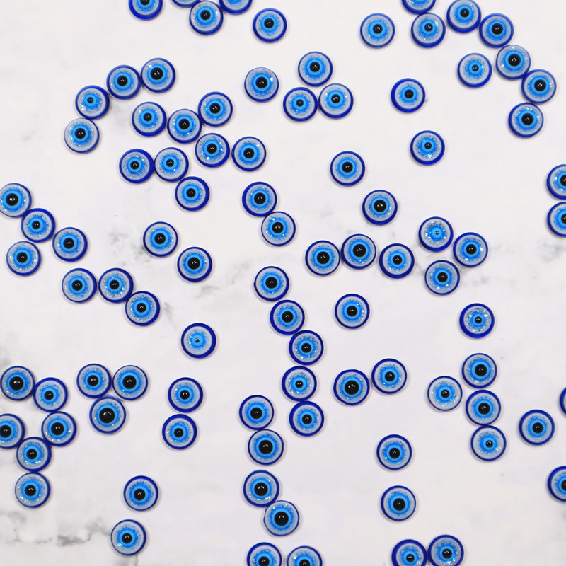 50db/táska Blue Eyes 3D Resin Nail Charms DIY Nail Art Dekorációs Gyöngyök ékszerekhez Köröm Strasszkő Manikűr Kiegészítők 6-8mm