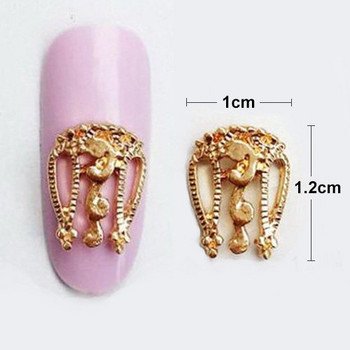 ГОРЕЩИ 10 бр. злато и сребро 3D сплав Декорация за нокти 3d метални бижута за нокти Аксесоари за красота на ноктите Японски ретро маникюр Талисмани