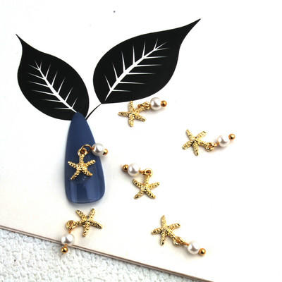 10db Golden Pearl Gems Design Charms Köröm Macskaszem Pillangó Korona Kereszt Dísz Divatos Dangle Maincure Art Charm Medálok J348