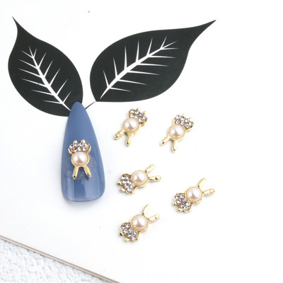 10db Golden Pearl Gems Design Charms Köröm Macskaszem Pillangó Korona Kereszt Dísz Divatos Dangle Maincure Art Charm Medálok J348