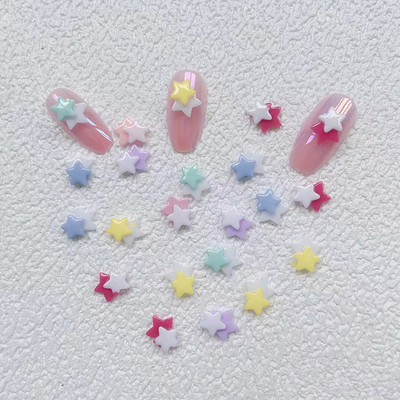 50db kétrétegű szívgyanta körömdíszítő varázslat vegyes színű átfedésben szívek/csillag köröm strasszok barkácsolás Kawaii köröm kiegészítők