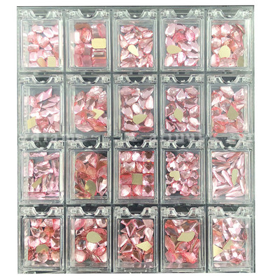 400/480 DB Crystal AB strassz, rácsban 20 db/forma lapos hátú körömdíszítő strasszkő drágakő, 1 felszedőtollal átlátszó nagy dobozban H&*&