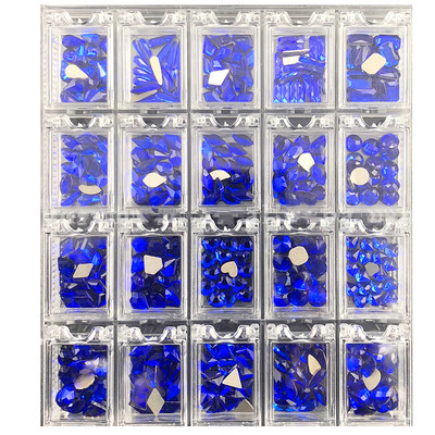400/480 DB Crystal AB strassz, rácsban 20 db/forma lapos hátú körömdíszítő strasszkő drágakő, 1 felszedőtollal átlátszó nagy dobozban H&*&
