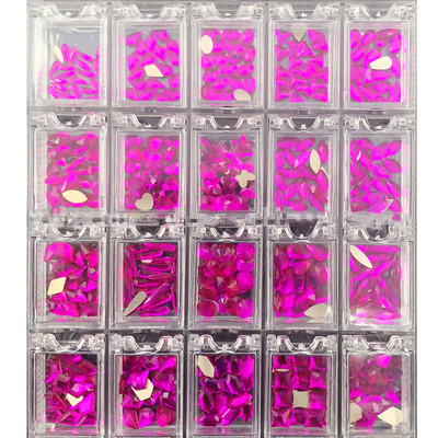 400/480 DB Crystal AB strassz, rácsban 20 db/forma lapos hátú körömdíszítő strasszkő drágakő, 1 felszedőtollal átlátszó nagy dobozban H&*&