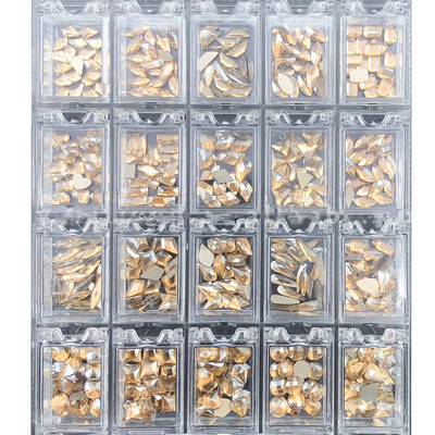 400/480 DB Crystal AB strassz, rácsban 20 db/forma lapos hátú körömdíszítő strasszkő drágakő, 1 felszedőtollal átlátszó nagy dobozban H&*&
