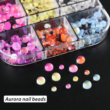 3D мъниста за нокти Aurora Strass Mermaid Crystal Rhinestones Bubble Kawaii Nail Charms Flatback Gems Инструмент за маникюр NTHRY