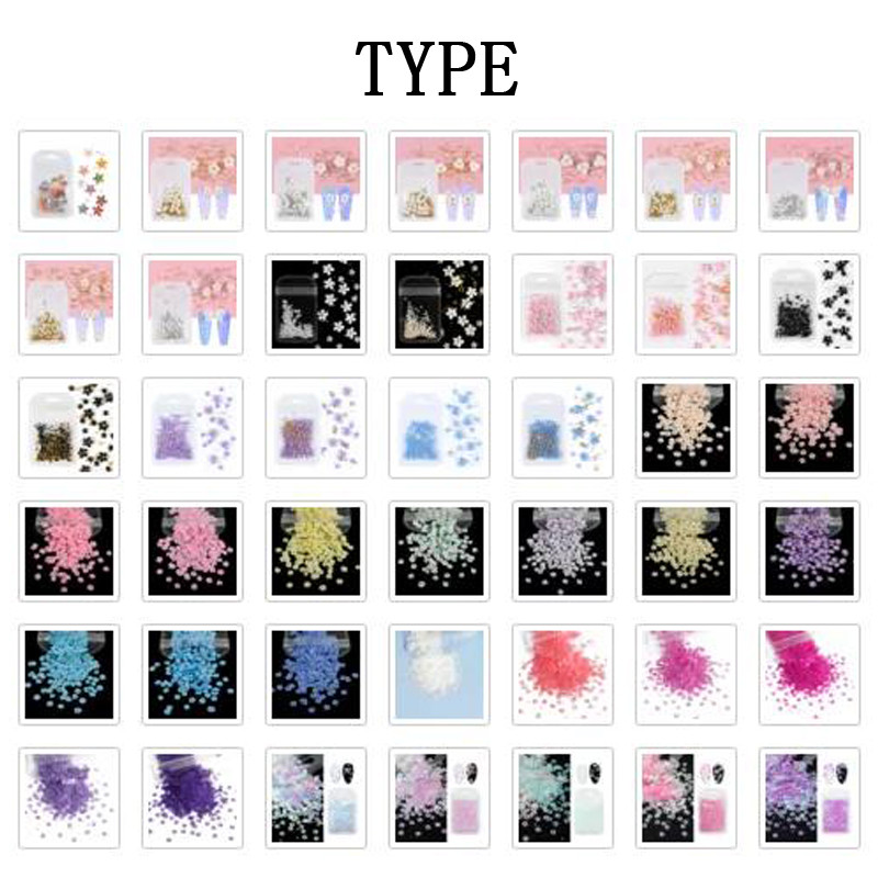 40PCS Mješovite boje Cvijeće Ukrasi za nokte Akrilni biserni kristalni dizajn za manikuru Dodaci za nakit za DIY lak za nokte