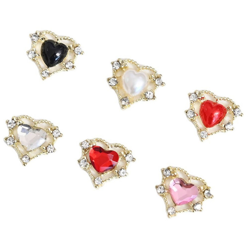10 DB Valentin-napi körömdíszítő strasszos nagy 3D-s szívkristályos körömbűvész Valentin-napi kristály/gyöngyszívű körömvarázs