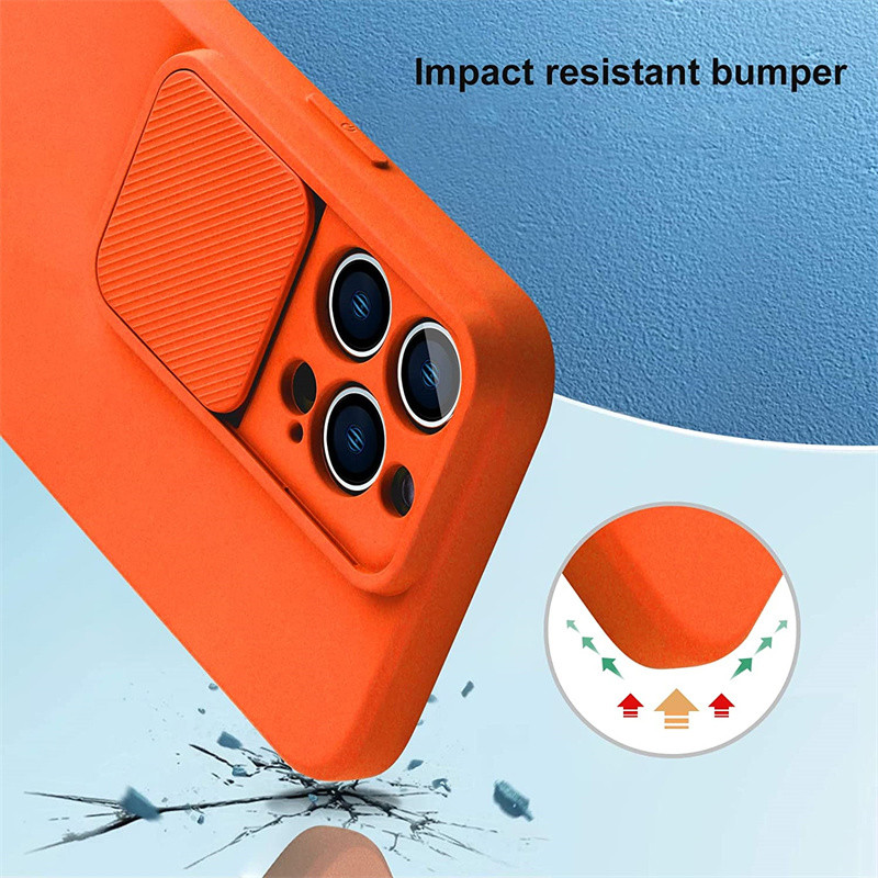 Bīdāmās kameras objektīva aizsardzības tālruņa korpuss iPhone 14 12 11 13 Pro Max XS Max XR mīksts šķidrs silikons triecienizturīgs vāks Funda