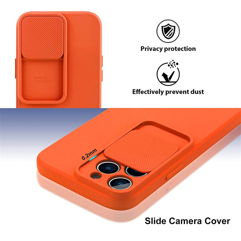 Bīdāmās kameras objektīva aizsardzības tālruņa korpuss iPhone 14 12 11 13 Pro Max XS Max XR mīksts šķidrs silikons triecienizturīgs vāks Funda