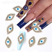 10db Evil Eye Nails Art Charms 3D gyémánt berakás széle Blue Eyes ötvözet fém köröm ékszer 9,7*17mm manikűr dekorációs kiegészítő