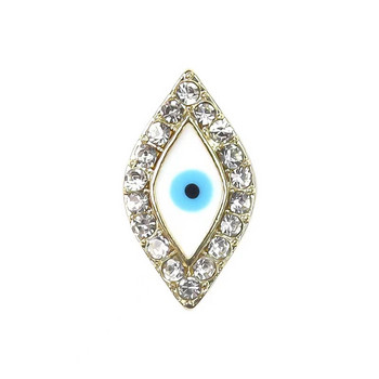 10Pcs Evil Eye Nails Art Charms 3D Diamond Inlay Edge Blue Eyes Alloy Metal Nails Jewelry 9.7*17mm Manicure Decoration Acessorie