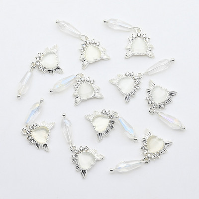 10db Evil Eye Nails Art Charms 3D gyémánt berakás széle Blue Eyes ötvözet fém köröm ékszer 9,7*17mm manikűr dekorációs kiegészítő