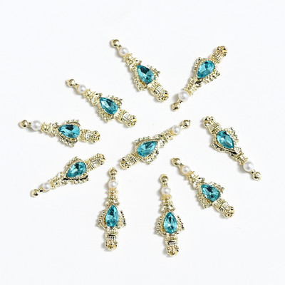 10db Evil Eye Nails Art Charms 3D gyémánt berakás széle Blue Eyes ötvözet fém köröm ékszer 9,7*17mm manikűr dekorációs kiegészítő