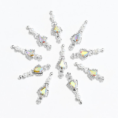 10db Evil Eye Nails Art Charms 3D gyémánt berakás széle Blue Eyes ötvözet fém köröm ékszer 9,7*17mm manikűr dekorációs kiegészítő