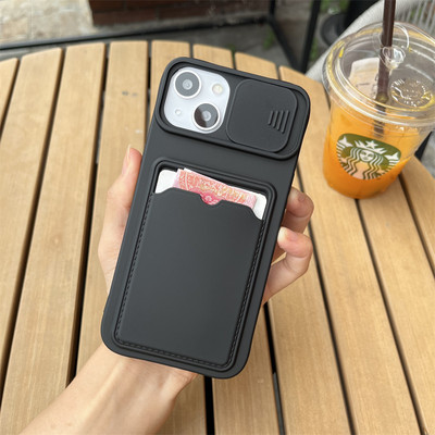 Lükake kaamera kaitsekaardi hoidja Rahakoti telefoniümbris iPhone 13 14 Pro Max 12 11 X XR XS Max 7 8 Plus SE pehme silikoonkaanega
