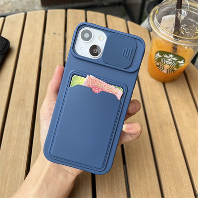 Lükake kaamera kaitsekaardi hoidja Rahakoti telefoniümbris iPhone 13 14 Pro Max 12 11 X XR XS Max 7 8 Plus SE pehme silikoonkaanega