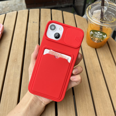 Lükake kaamera kaitsekaardi hoidja Rahakoti telefoniümbris iPhone 13 14 Pro Max 12 11 X XR XS Max 7 8 Plus SE pehme silikoonkaanega