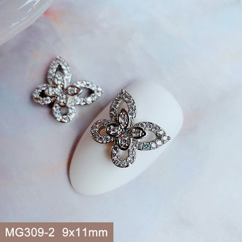 10 бр./лот 3D Opal Butterfly Alloy Nail Art Zircon Pearl Crystal Metal Manicure DIY Nails Accesorios Supplies Decorations Charms