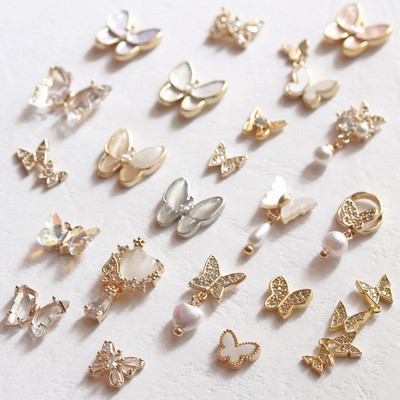 10 vnt./stal. 3D Opal Butterfly lydinio nagų dailė cirkonio perlų krištolinis metalinis manikiūras „pasidaryk pats“ nagai Aksesuarai Prekės Dekoracijos Charms