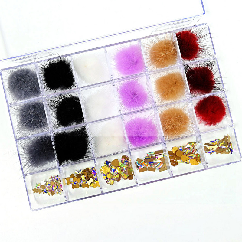 Üveg Nail Crystals Bling Box-Red 24 rácsos doboz 1db pontozással+AB Crystal strasszos doboz Clear Multi-Shape Flat Back Nail Gem