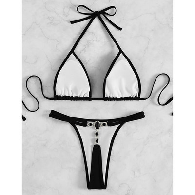Strasszos ékköves extrém tanga bikini női fürdőruha Női fürdőruha Kétrészes bikini szett fürdőruha Swim V3384B