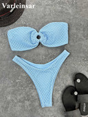 Szexi ráncos bandeau pánt nélküli bikini női fürdőruha Női fürdőruha Kétrészes bikini szett fürdőruha Swim Lady V3367L
