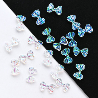 50db 3D Aurora Bowknot strassz művészeti ékszer műgyanta szalagok pillangó virágok minták holografikus manikűr kiegészítők #$4521