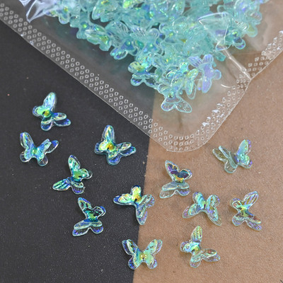 50db 3D Aurora Bowknot strassz művészeti ékszer műgyanta szalagok pillangó virágok minták holografikus manikűr kiegészítők #$4521