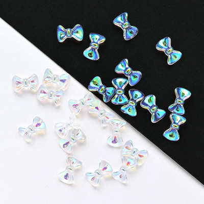 50db 3D Aurora Bowknot strassz művészeti ékszer műgyanta szalagok pillangó virágok minták holografikus manikűr kiegészítők #$4521