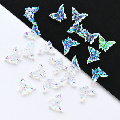 50db 3D Aurora Bowknot strassz művészeti ékszer műgyanta szalagok pillangó virágok minták holografikus manikűr kiegészítők #$4521
