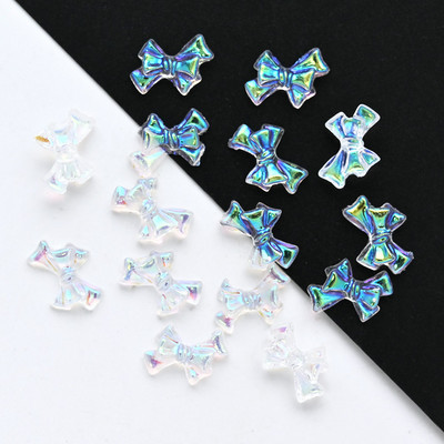 50db 3D Aurora Bowknot strassz művészeti ékszer műgyanta szalagok pillangó virágok minták holografikus manikűr kiegészítők #$4521